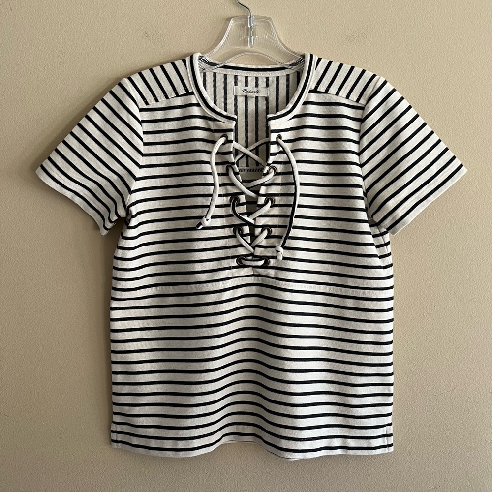 Women’s Madewell Striped Lace-Up Top Sz XS
